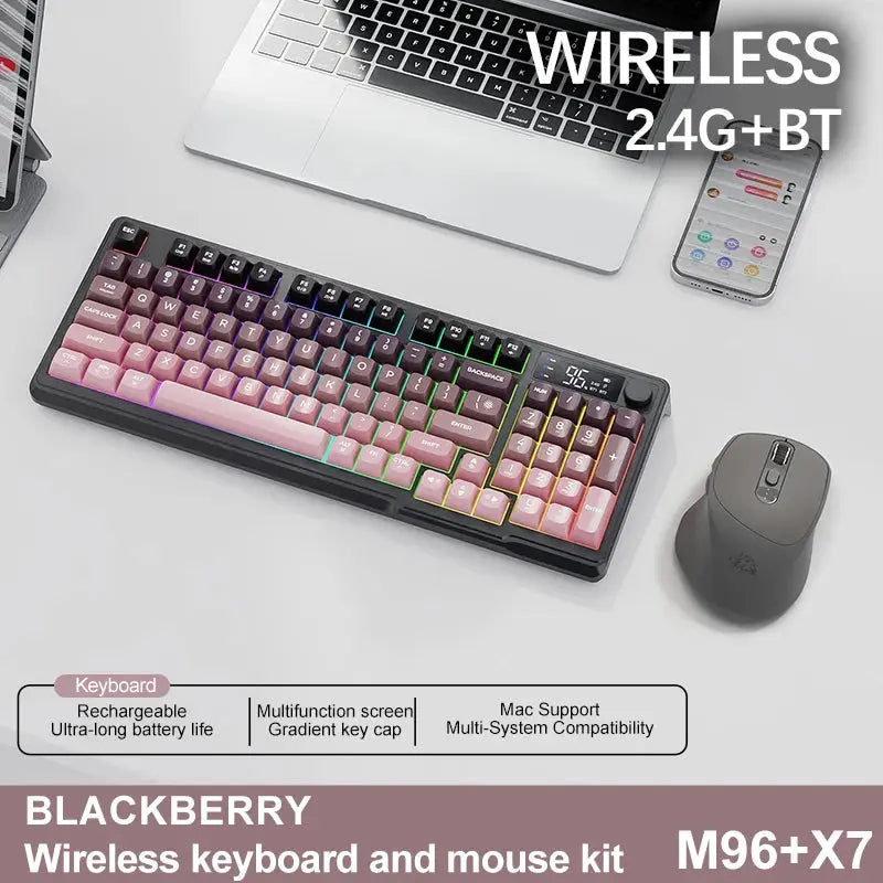 M96 Bluetooth Keyboard Wireless FREEWOLF Screen Gaming Keyboard,Electronic Screen, Multi-Device Connection,Ergonomics Gaming - Magic Remotes