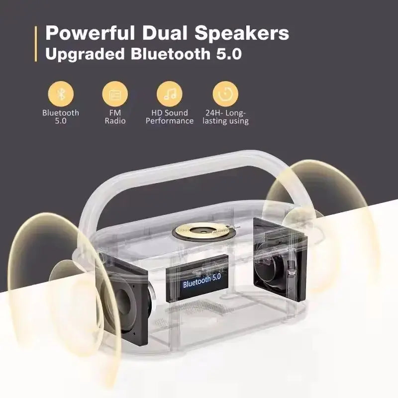 Portable Bluetooth Speaker Wireless Charging FM Radio Alarm Clock Sound Box Music Caixa De Som Charger Lamp Night Light Bocina Magic Remotes