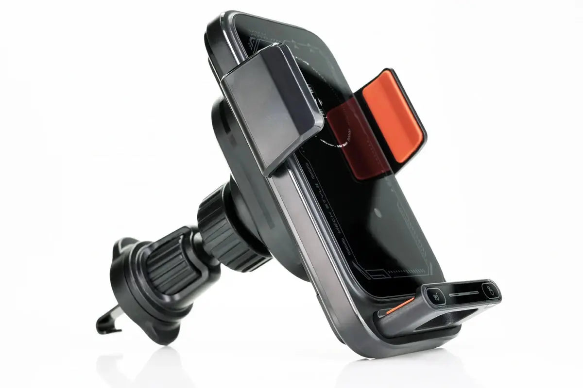 Smart Sensing Car Phone Holder 15W Qi Wireless Charging Motorized Rotation One-Touch Release & Clamping Rotatable Cable Port - Magic Remotes
