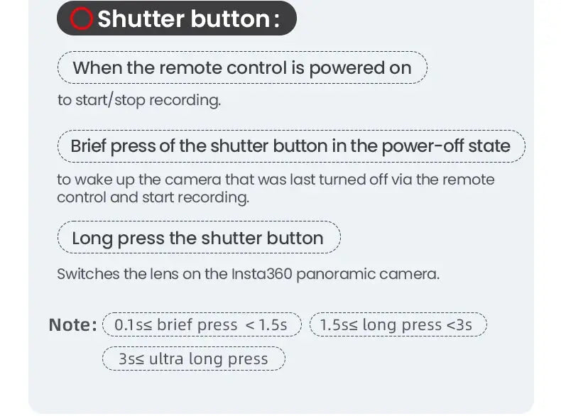 aMagisn 50M Bluetooth Remote Control for Insta360 X5 / X4 Air / Ace Pro 2 Gopro Hero 13 12 Camera iOS Android Shutter Controller - Magic Remotes