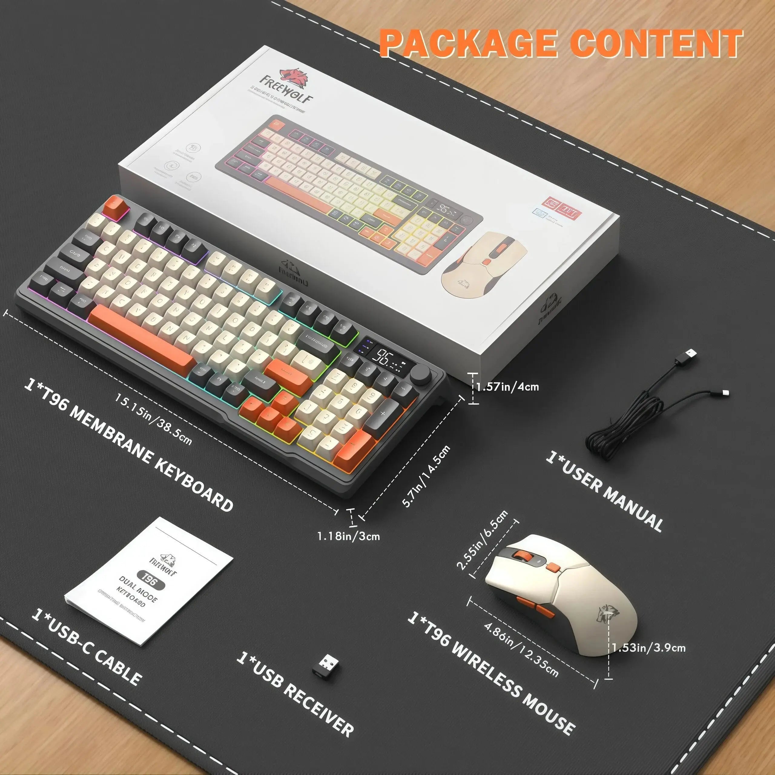Freewolf T96 Gaming Wireless Keyboard and Mouse Supports dual-mode Bluetooth connectivity Compatible with PC and Mac devices - Magic Remotes