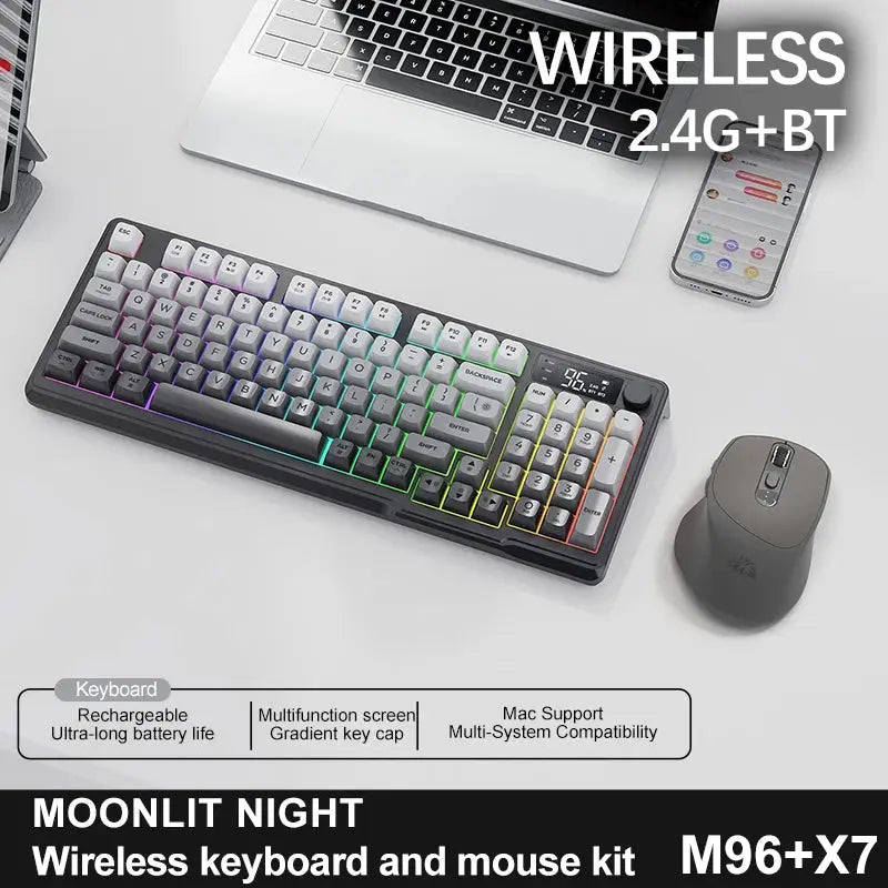 M96 Bluetooth Keyboard Wireless FREEWOLF Screen Gaming Keyboard,Electronic Screen, Multi-Device Connection,Ergonomics Gaming - Magic Remotes