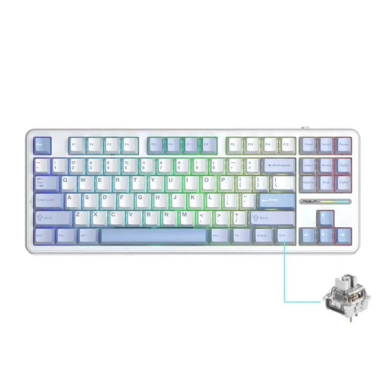AULA F87 Pro Mechanical Keyboard 2.4g/Usb/Bluetooth Tri Mode Wireless 87 Key Rgb Pbt Gasket 5 Layer Silencing Full Key No Impact - Magic Remotes