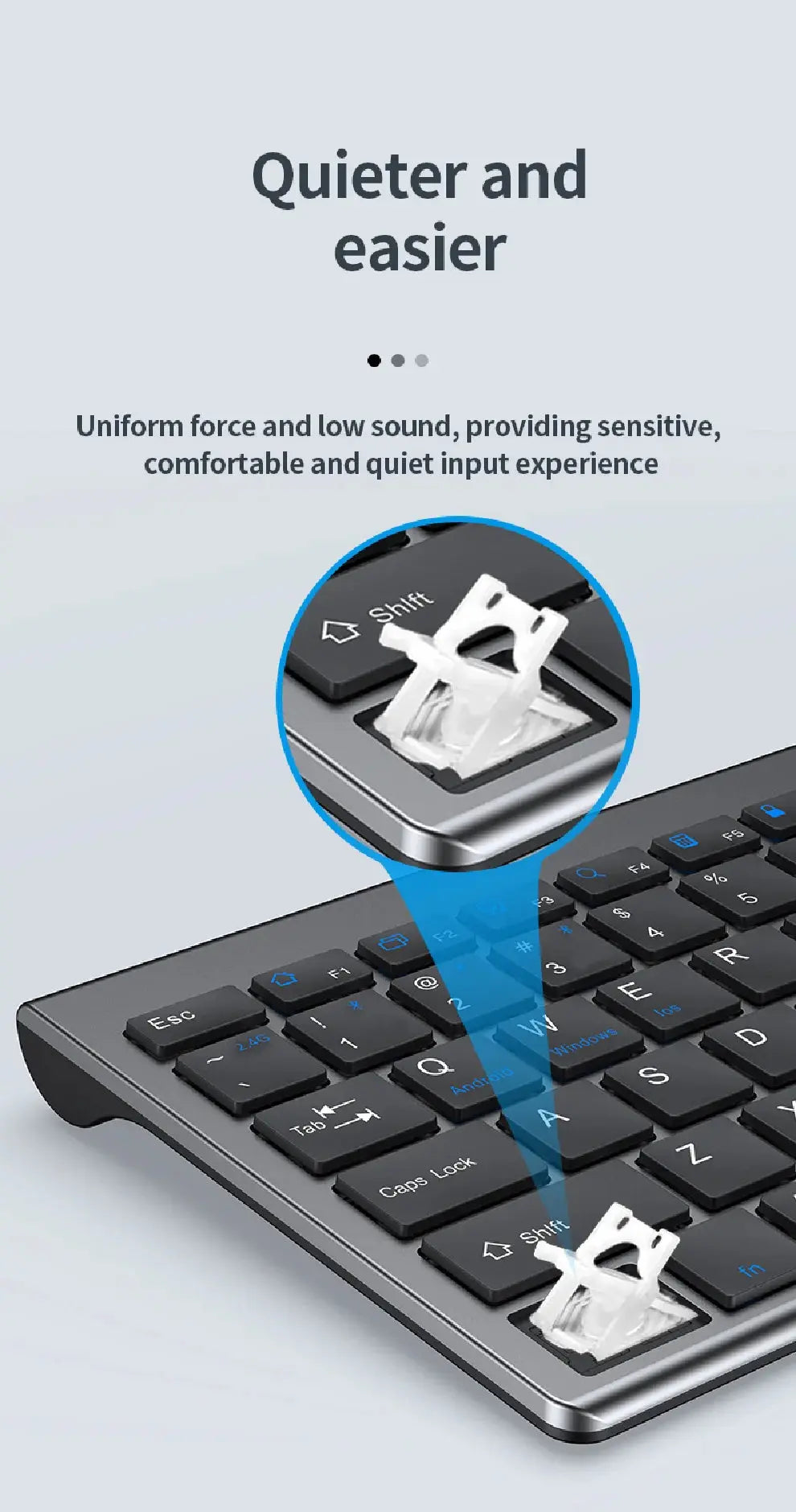 Gray Bluetooth 5.0 & 2.4G Wireless Keyboard Mouse Combo Rechargeable Full Size Wireless Keyboard for Notebook Laptop - Magic Remotes