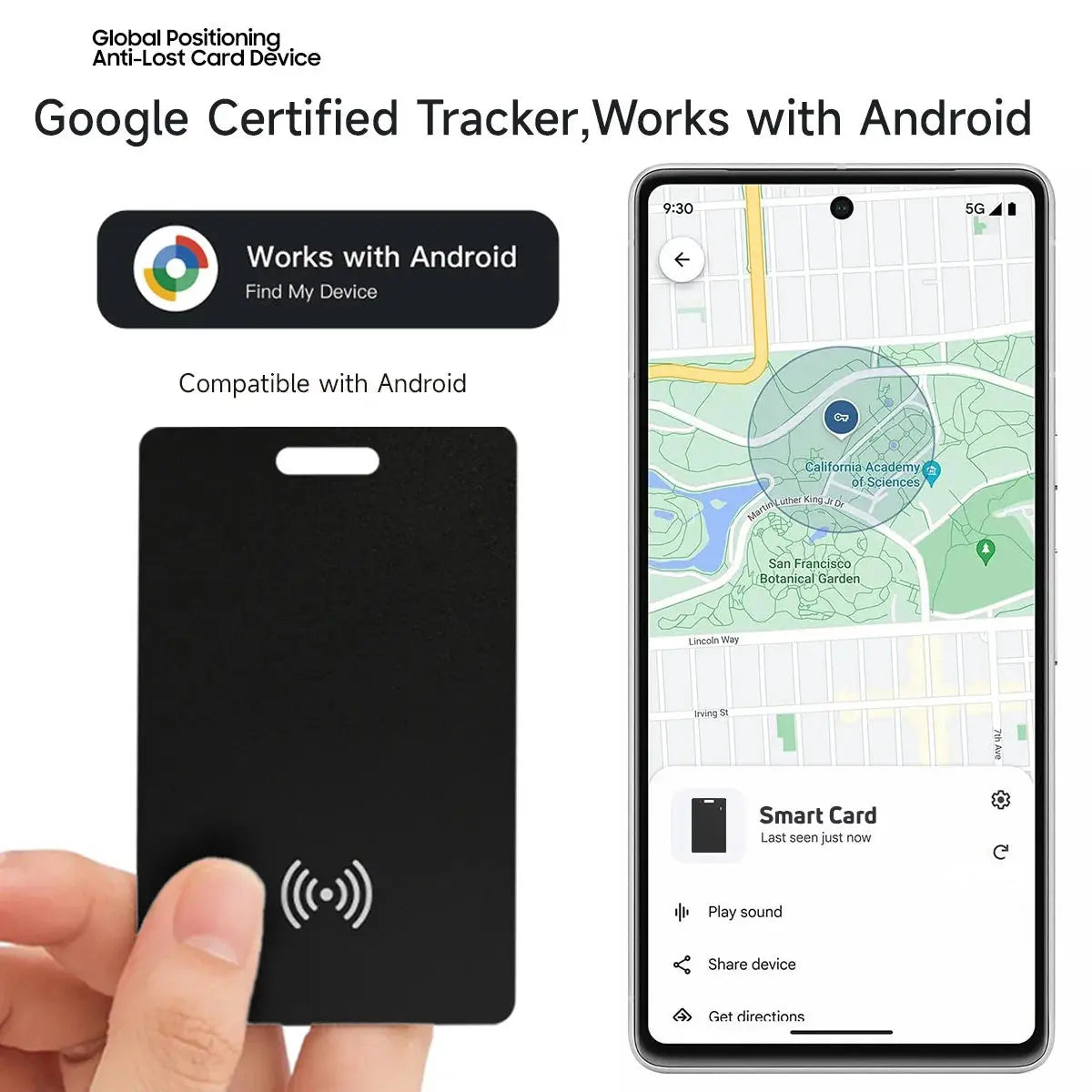 Android tracker card global positioner card locator ultra thin wallet tracker works with google find my device google's find hub - Magic Remotes