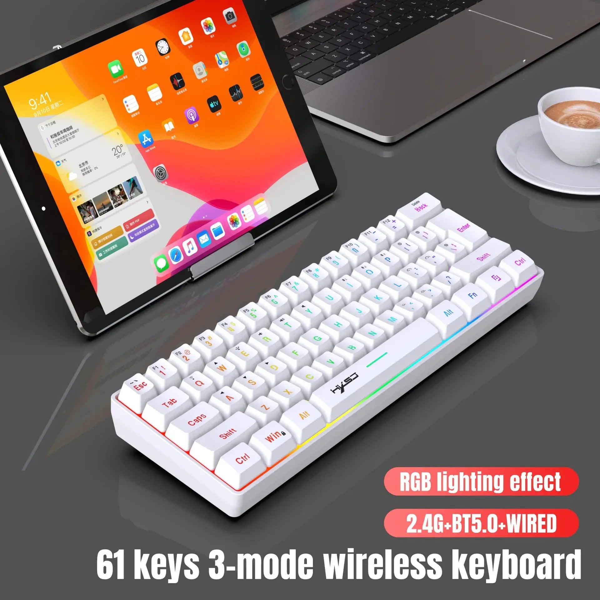 Wireless keyboard mouse combo Bluetooth key board  60% kit 2.4Ghz computer white Gamer keyboards Mice combos set teclado pc Magic Remotes