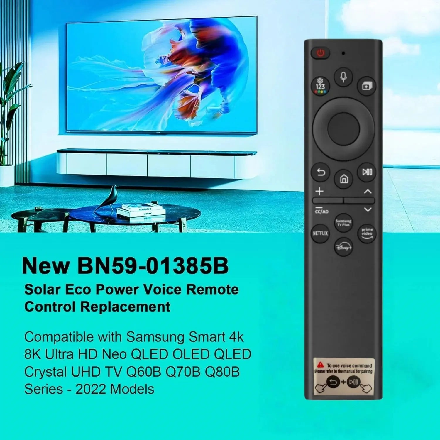 New Solar Charging BN59-01385A Voice Remote Replacement for Samsung Smart TVs DIY Accessory Magic Remotes