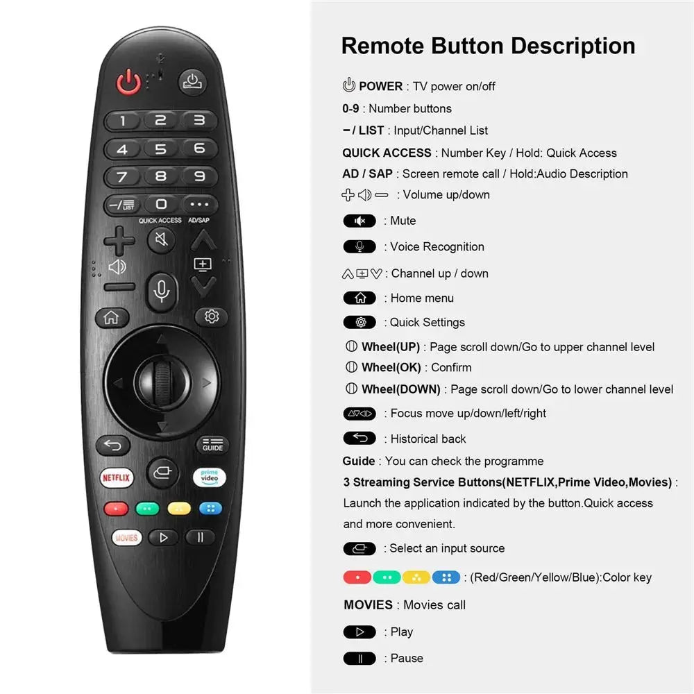 AN-MR20GA AKB75855501 with Voice and Pointer Function Bluetooth remote control for LG Smart TV Many Models 2019  2020 2021 2022 - Magic Remotes