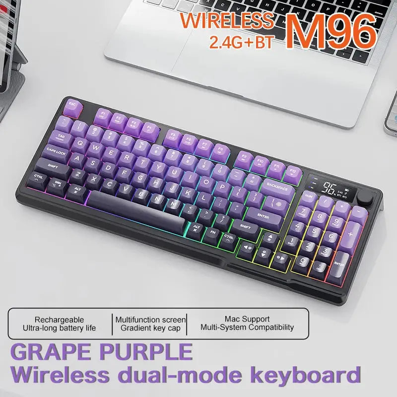 M96 Bluetooth Keyboard Wireless FREEWOLF Screen Gaming Keyboard,Electronic Screen, Multi-Device Connection,Ergonomics Gaming - Magic Remotes