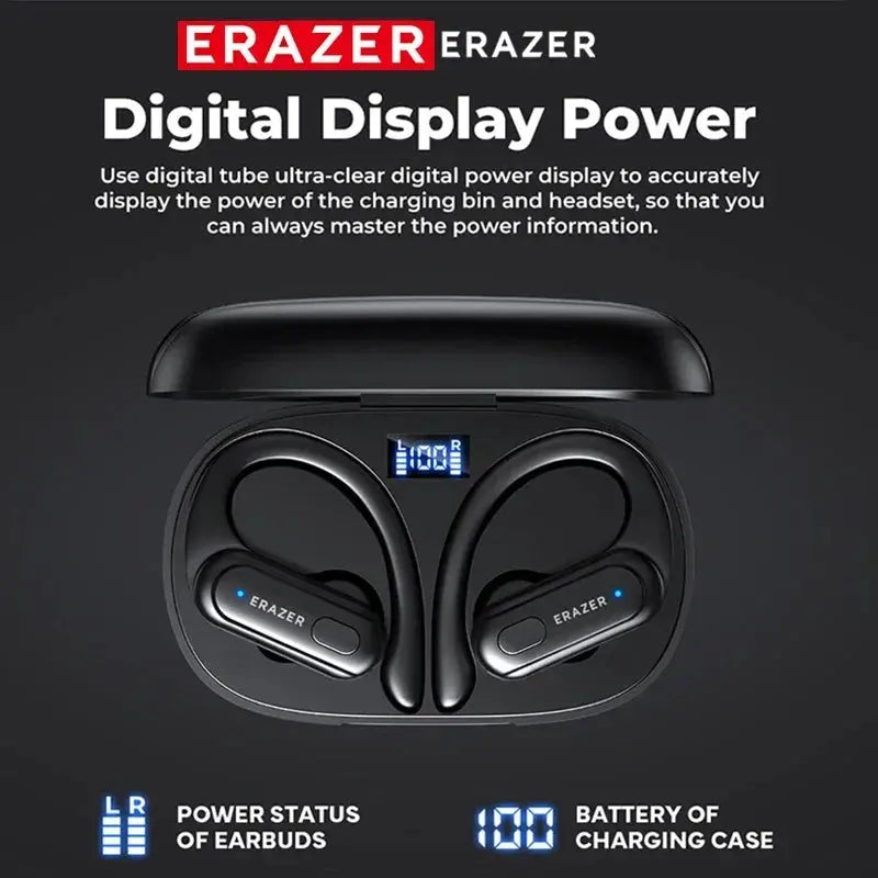 ERAZER XT60pro Sports Wireless Headphones Bluetooth Earphones HiFi Earbuds Noise Reduction Headset with Mic Earhook Magic Remotes
