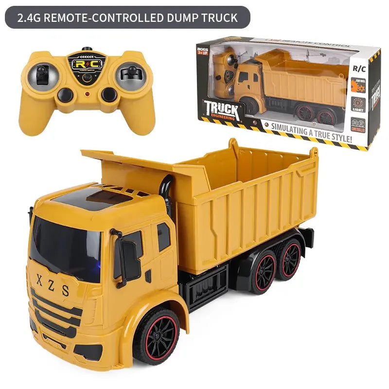 ZWN 2.4G Remote Control Excavator Dump Truck RC Model Car Toy Professional Alloy Plastic Simulation Construction Vehicle for Kid Magic Remotes