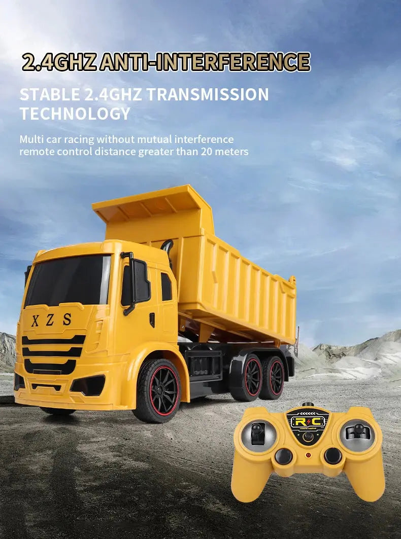 ZWN 2.4G Remote Control Excavator Dump Truck RC Model Car Toy Professional Alloy Plastic Simulation Construction Vehicle for Kid Magic Remotes
