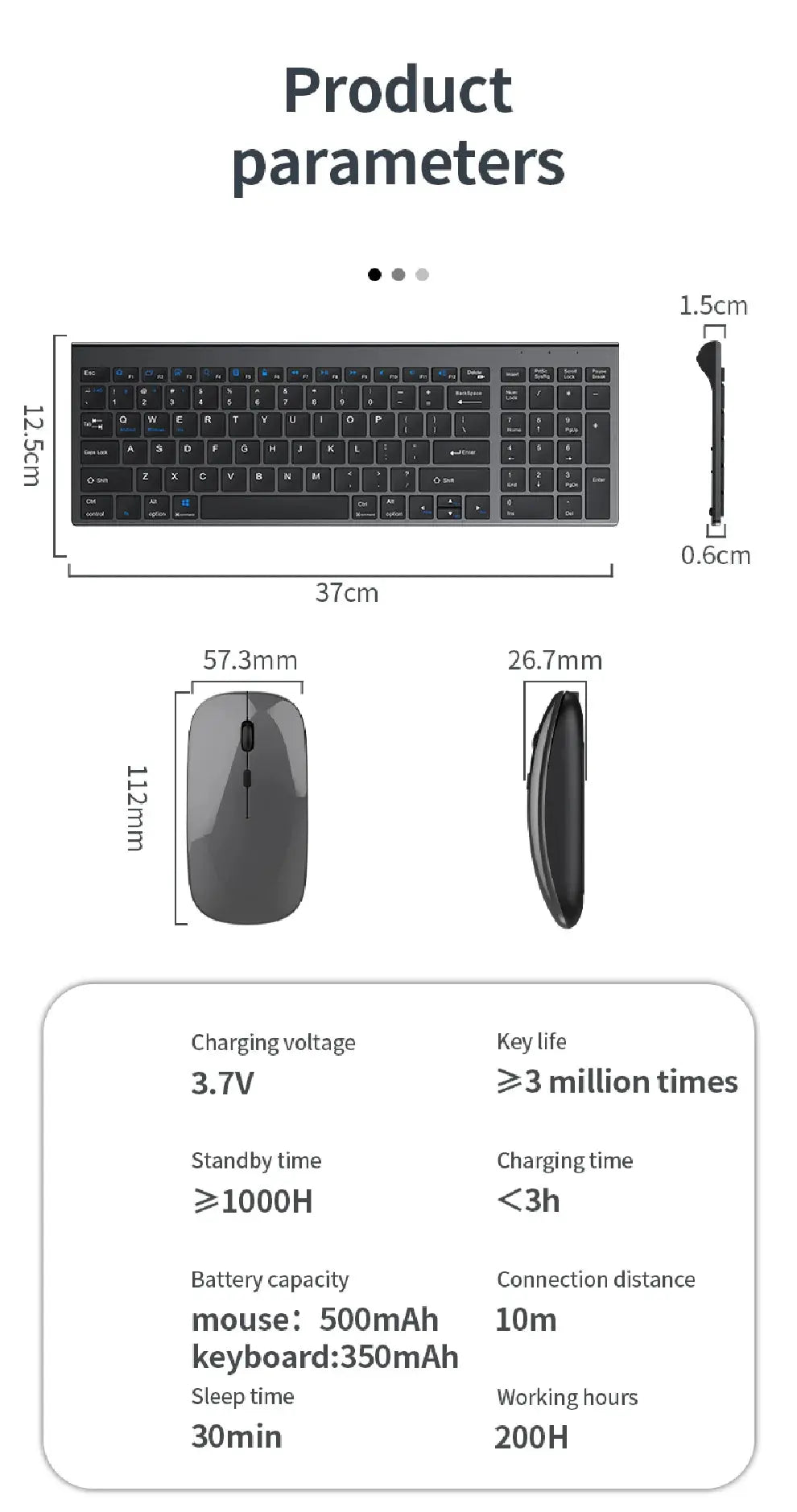 Gray Bluetooth 5.0 & 2.4G Wireless Keyboard Mouse Combo Rechargeable Full Size Wireless Keyboard for Notebook Laptop - Magic Remotes