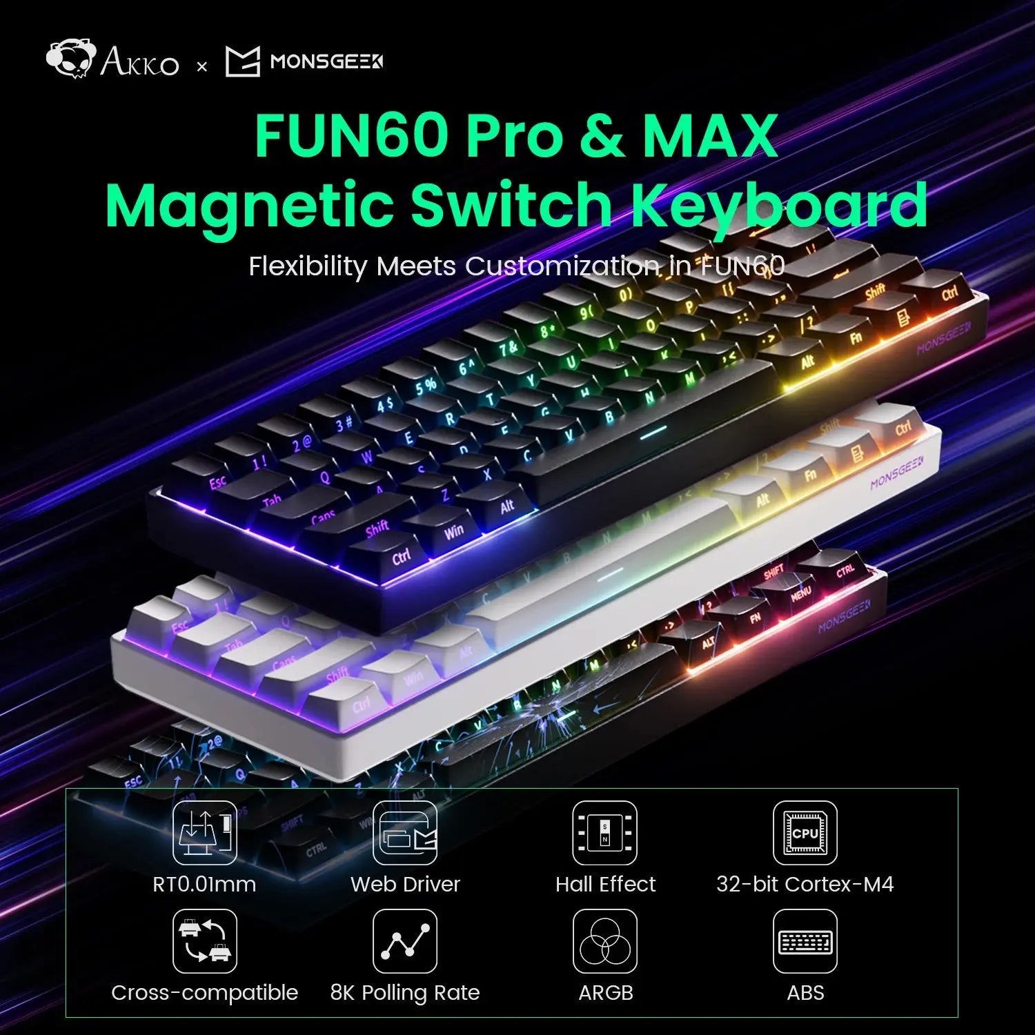 MONSGEEK FUN60 PRO&MAX HE Machanical Keyboard Magnetic Switch 60% Wireless Gaming Keyboard Rapid Trigger 8K ARGB Custom Keyboard - Magic Remotes