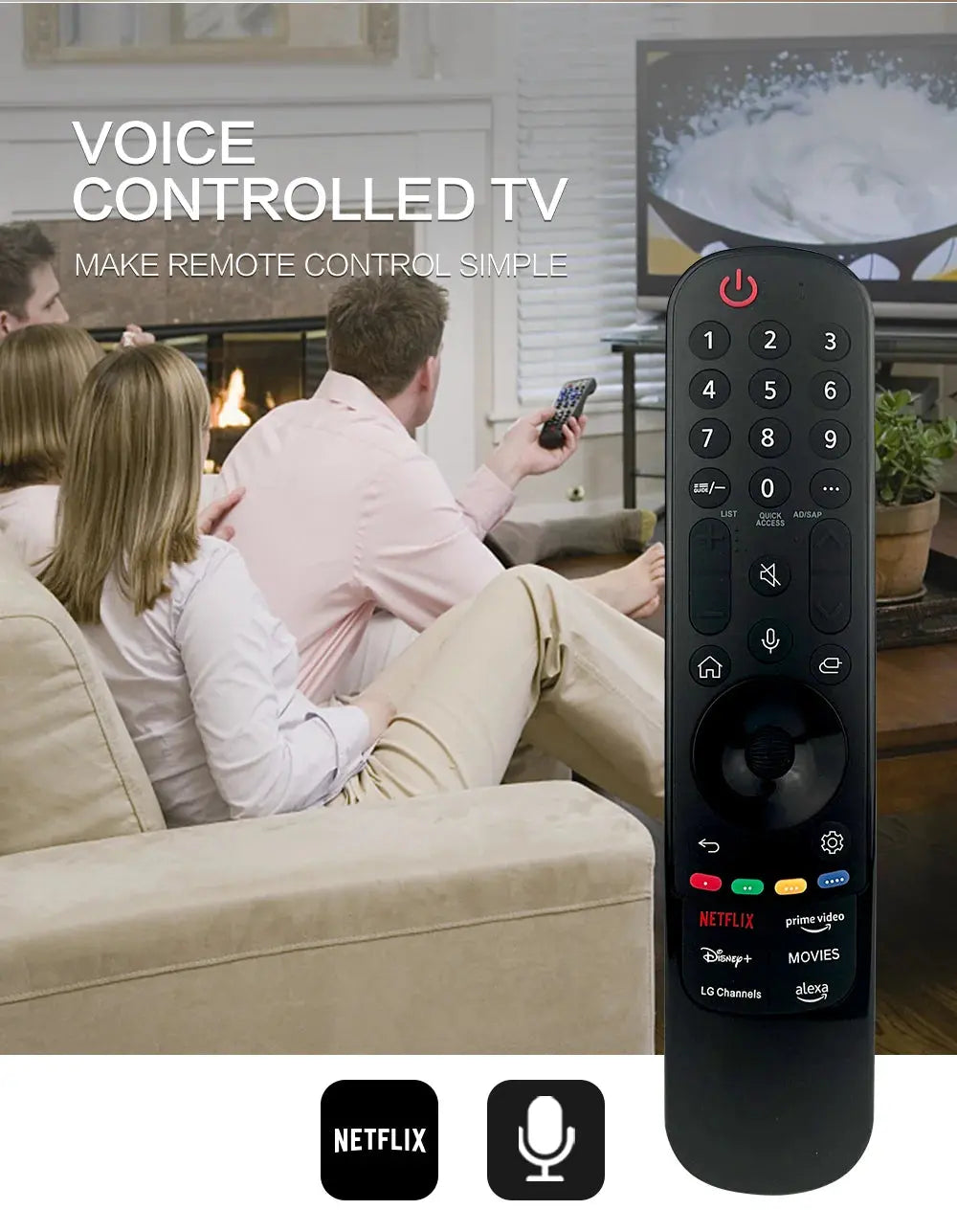 Small Magic Remote AKB76043105 Magic Voice Remote MR23GA Replacement for UHD OLED QNED