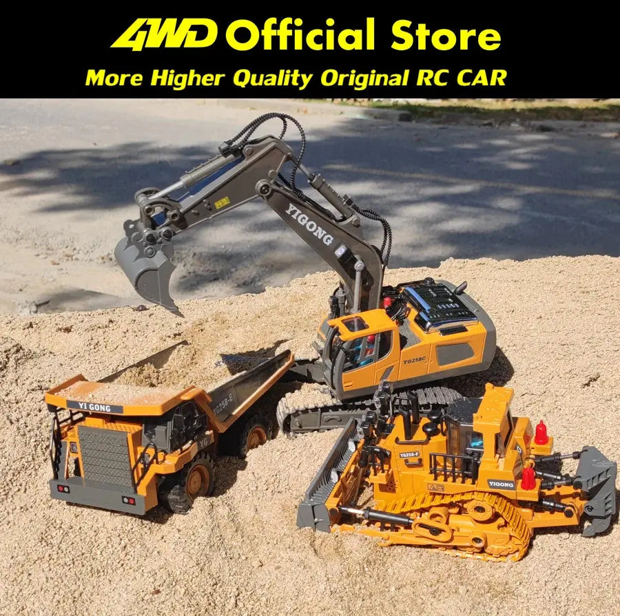 4WD Remote Control Excavator 4x4 Alloy Dump Truck Bulldozer Radio Model RC Car Construction Vehicle Toy Children Kids Gifts - Magic Remotes