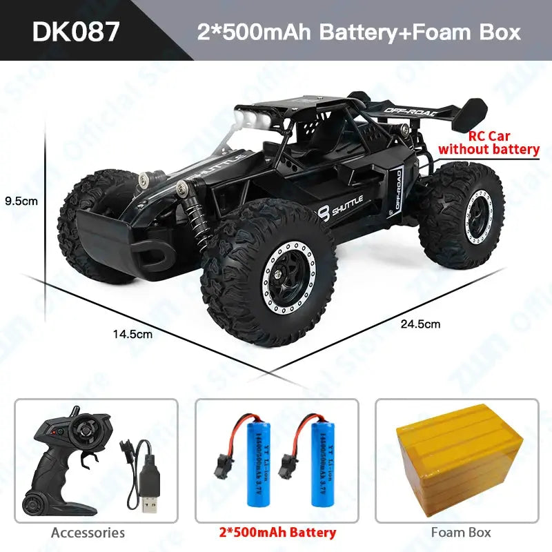 ZWN 1:16/1:20 2.4G Model RC Car With LED Light 2WD Off-road Remote Control Climbing Vehicle Outdoor Cars Toy Gifts for Kids Magic Remotes