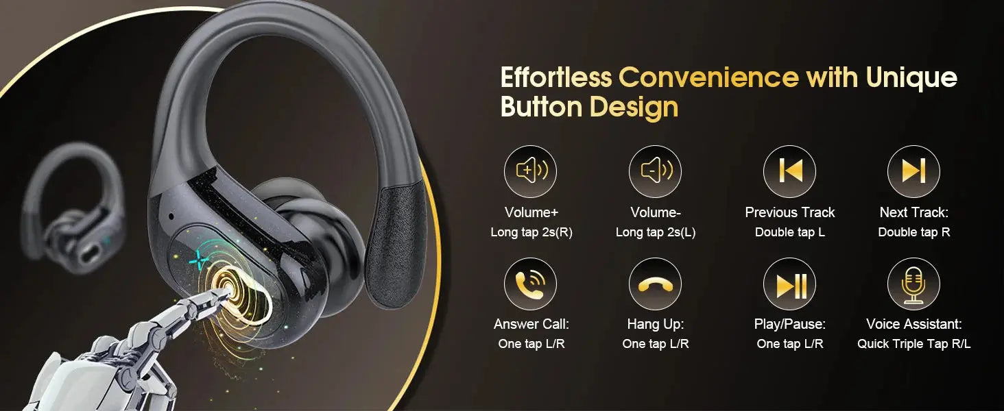 TWS Sports Earbuds Bluetooth 5.4 HIFI Bass Wireless Headphones LED Touch Hands-free Earphone Noise Cancelling Waterproof Headset Magic Remotes