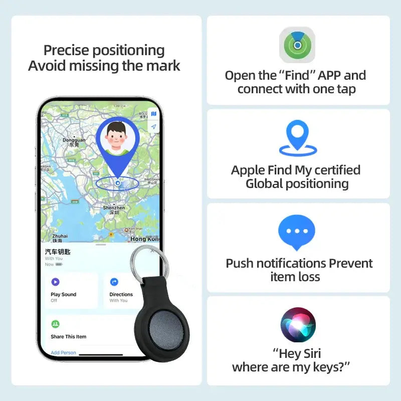 Smart iOS GPS Tracker Tag Suitable For Apple iOS Airtag Anti Loss Locator Car Key Bicycles Elderly People Pets Anti Loss Tracker - Magic Remotes