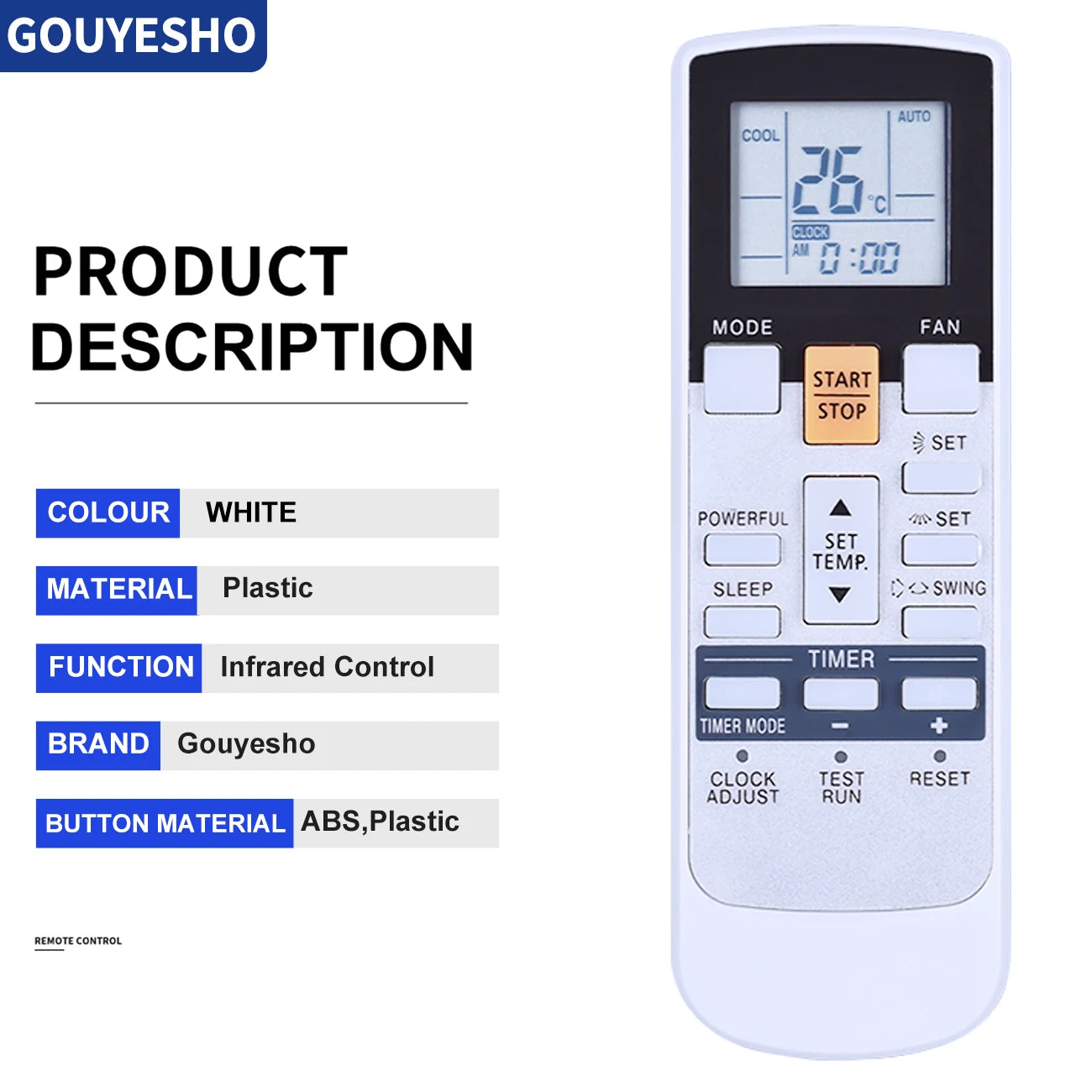 Replacement Remote for Fujitsu Air Conditioner - Compatible with AR-RAJ1E & RA-RAE1E Models