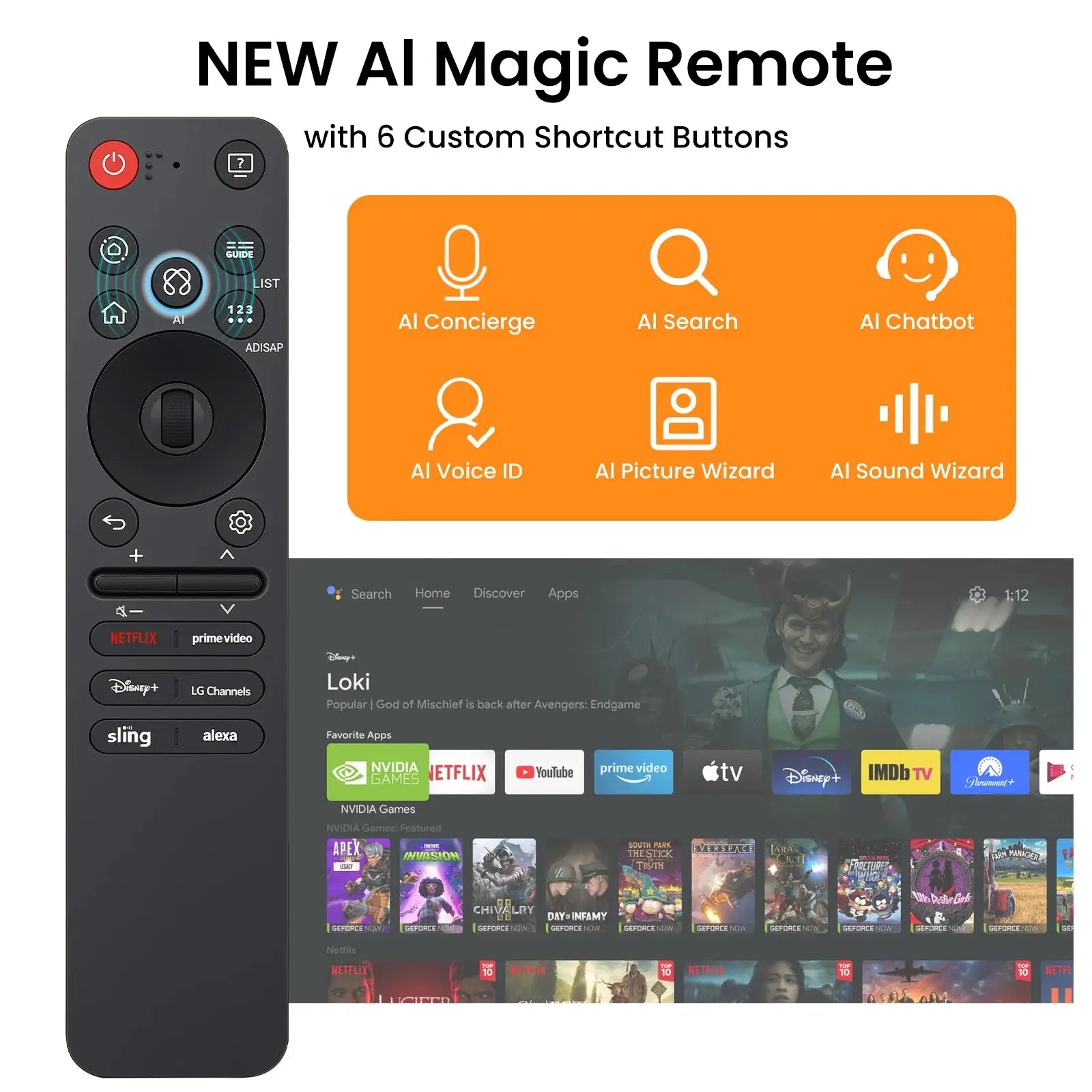 Replacement AN-MR25GA AI Magic Remote with Voice and Pointer,Compatible with 2019-2025 LG Smart TVs OLED, QNED, UHD, LED, LCD - Magic Remotes