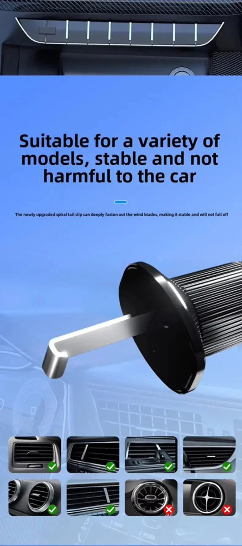 Wireless Car Charger, Fast Charging Manual Clamping Air Vent Car Phone Holder for Samsung Android Phones and iPhone 16 15 14 13 - Magic Remotes
