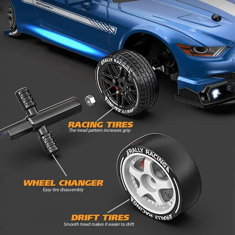 RC Drift Car 4WD Remote Control High Speed Racing Vehicle with LED Lights 2.4GHz Radio 4x4 Off-Road Truck Toy for Children Kids Magic Remotes