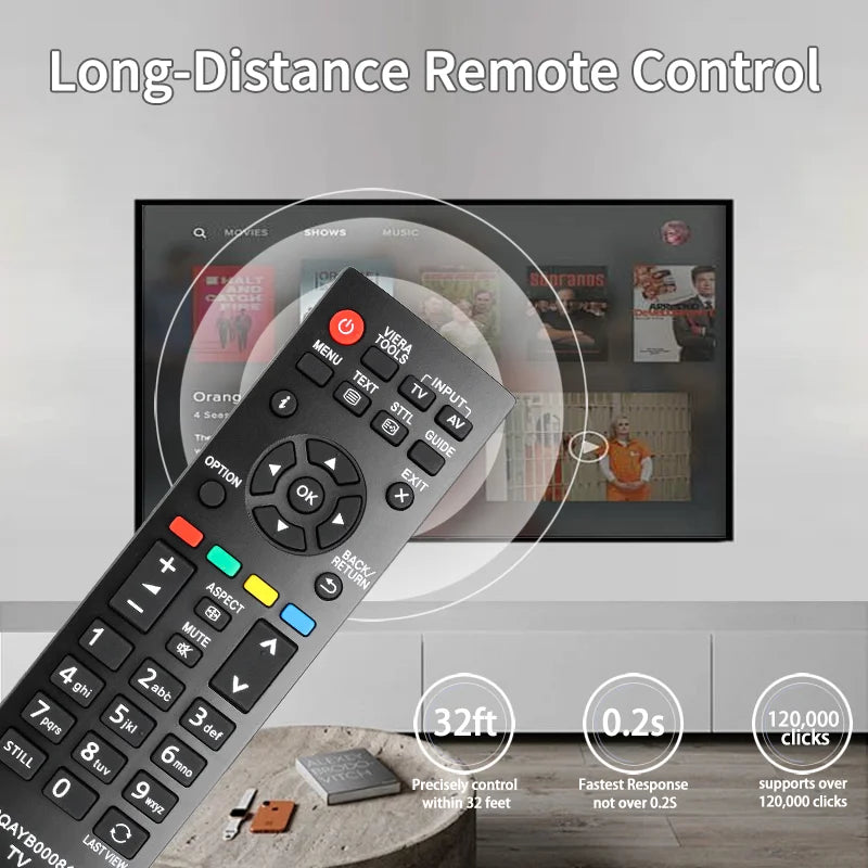 N2QAYB000815 Replacement Remote for Panasonic TV | Compatible with TX-L39B6E, TX-L42B6E, TX-L50EM6B & More LED/LCD Models