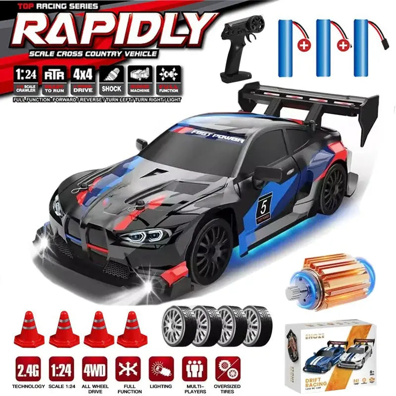 RC Drift Car 4WD Remote Control High Speed Racing Vehicle with LED Lights 2.4GHz Radio 4x4 Off-Road Truck Toy for Children Kids Magic Remotes
