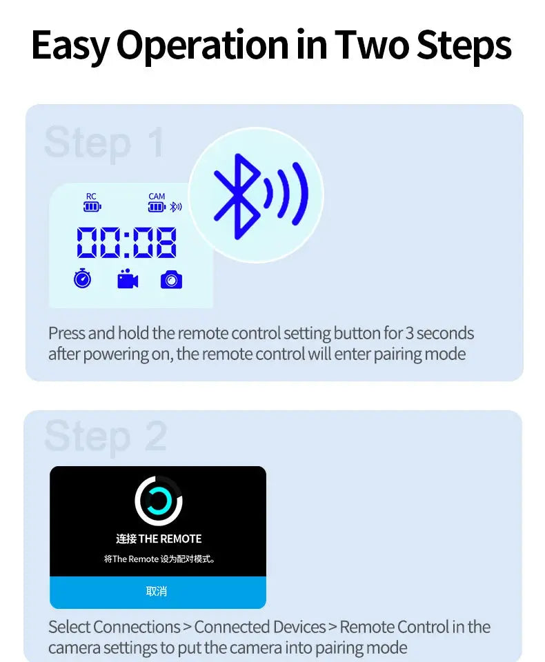 TELESIN 80M Bluetooth Remote Control for GoPro Hero 13 12 11 10 9 8 With Shortcut Key Screen Display Action Camera Accessories Magic Remotes