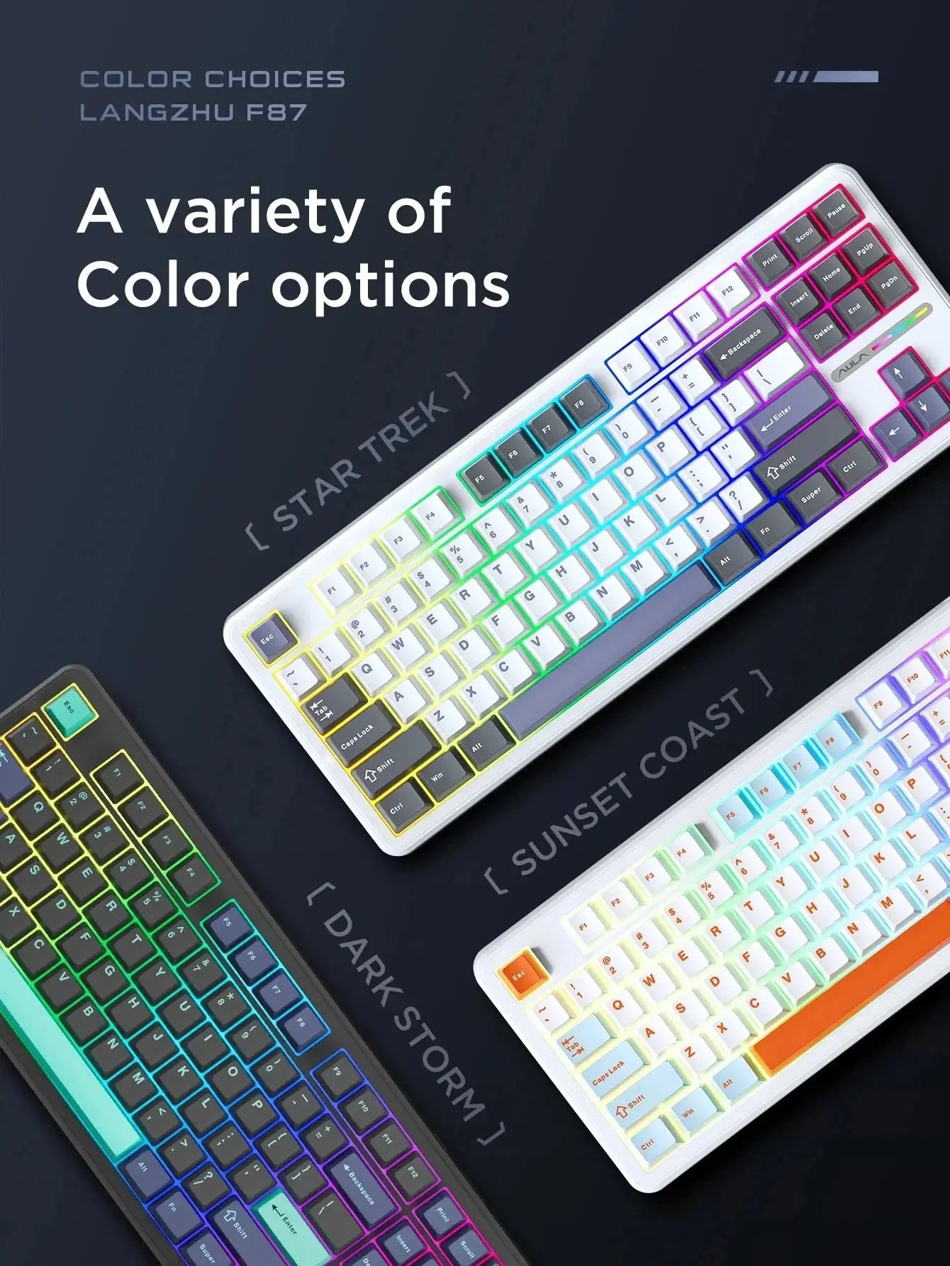 AULA F87 Pro Mechanical Keyboard 2.4g/Usb/Bluetooth Tri Mode Wireless 87 Key Rgb Pbt Gasket 5 Layer Silencing Full Key No Impact - Magic Remotes