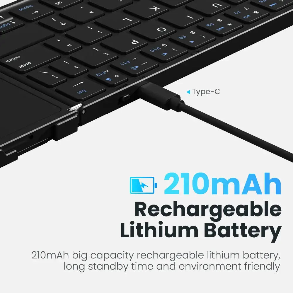 Folding Bluetooth Keyboard with Touchpad Wireless Foldable Keyboard with PU Leather for iOS Android Windows,Support 3 Devices - Magic Remotes