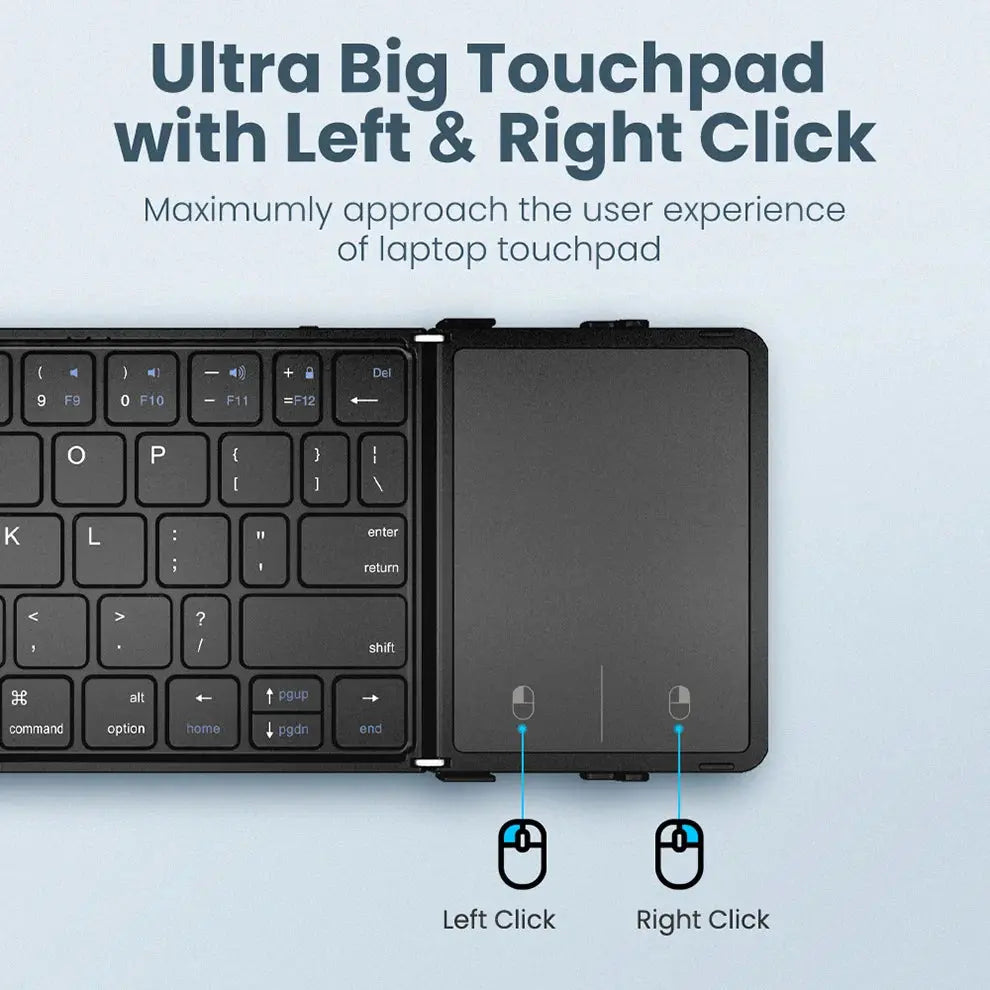 Folding Bluetooth Keyboard with Touchpad Wireless Foldable Keyboard with PU Leather for iOS Android Windows,Support 3 Devices - Magic Remotes