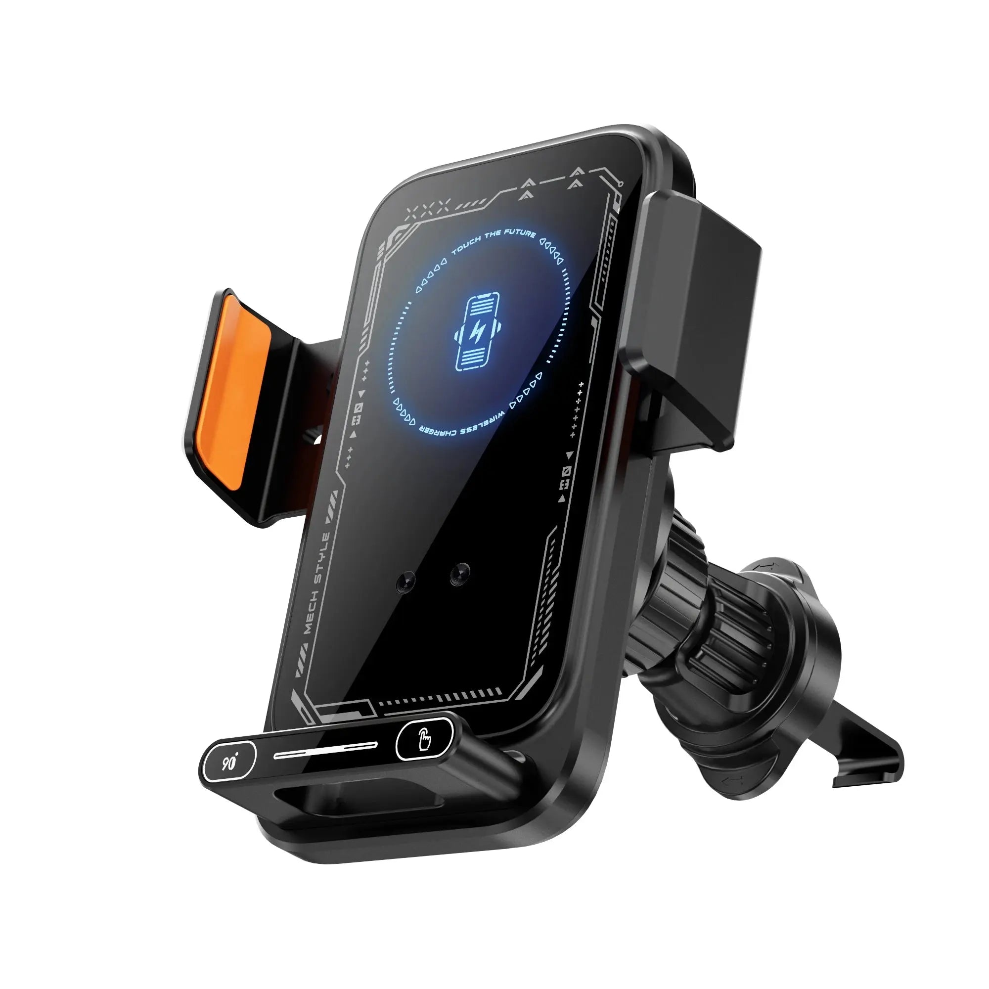 Smart Sensing Car Phone Holder 15W Qi Wireless Charging Motorized Rotation One-Touch Release & Clamping Rotatable Cable Port - Magic Remotes