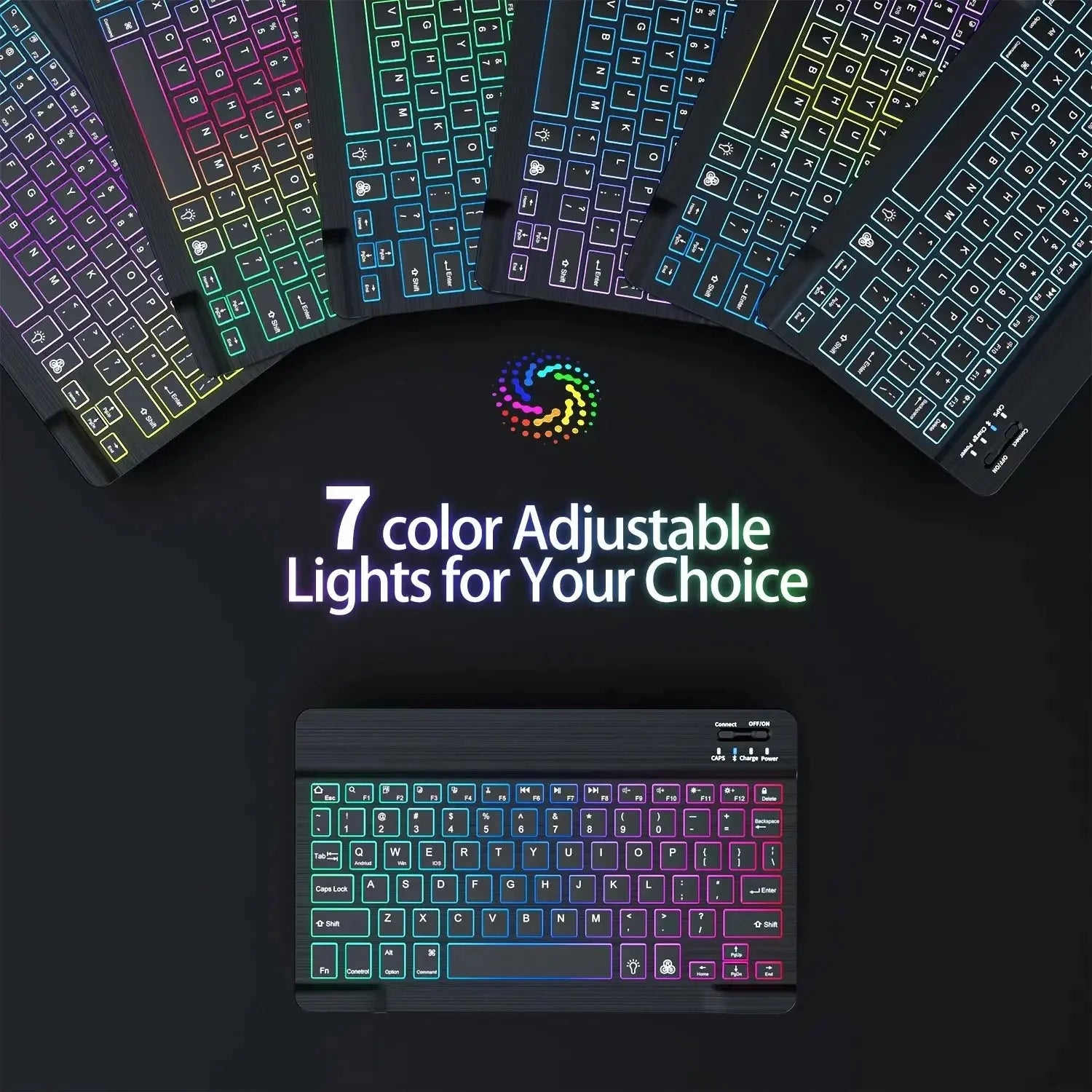 Mini Backlit RGB 10inch Bluetooth Keyboard Wireless mouse Rechargeable for Spanish Russian Hebrew Korean French Arabic Portugal - Magic Remotes