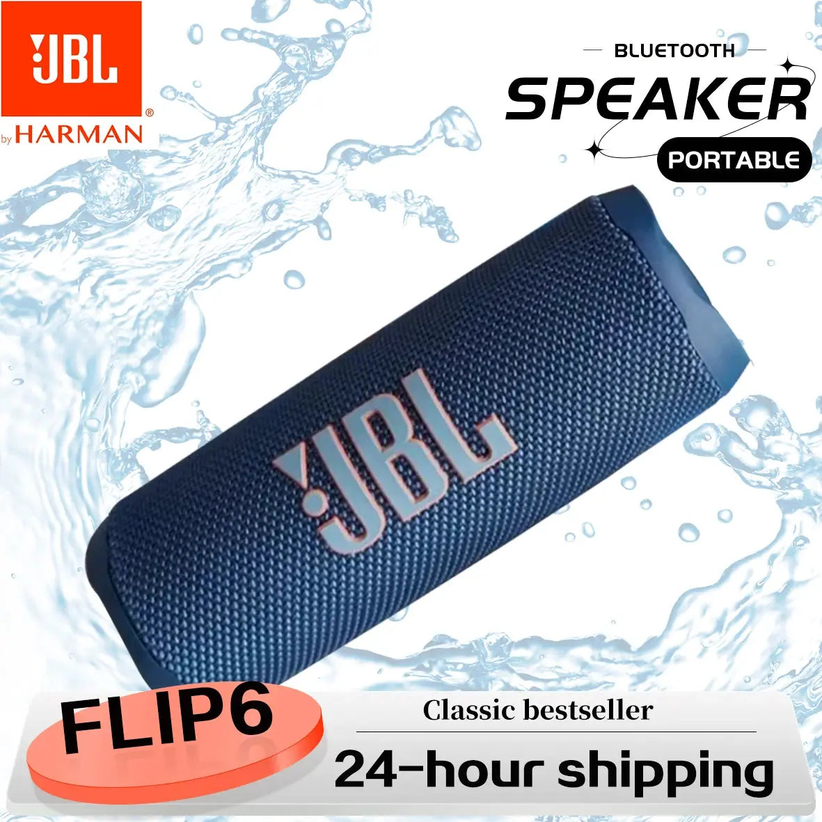 JBL Flip 6 Waterproof Portable Wireless Bluetooth Speaker IPX7 Outdoor Stereo Enhanced Bass Independent Tweeter for Music Magic Remotes
