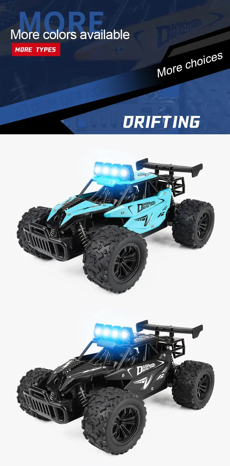 Remote Control Car RC Drift Racing 1:16 Vehicle Off Road Alloy 2.4G Radio High-Speed Trucks With LED Light Climbing Gift Kid Toy - Magic Remotes