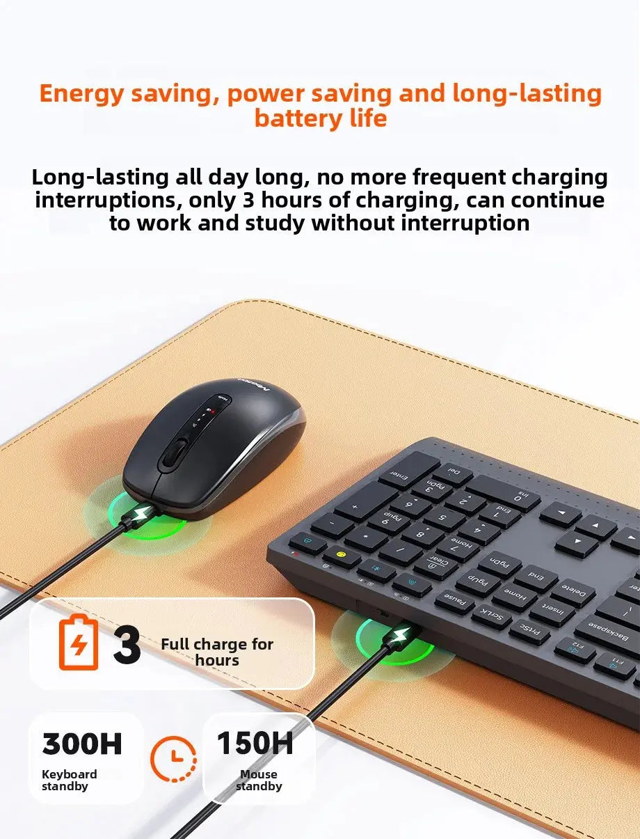 Dual-mode 2.4G Wireless Keyboard Mouse Combo Mute Rechargeable Keyboard Mouse Set With Multi-Function Keys for Windows PC Gamer Magic Remotes