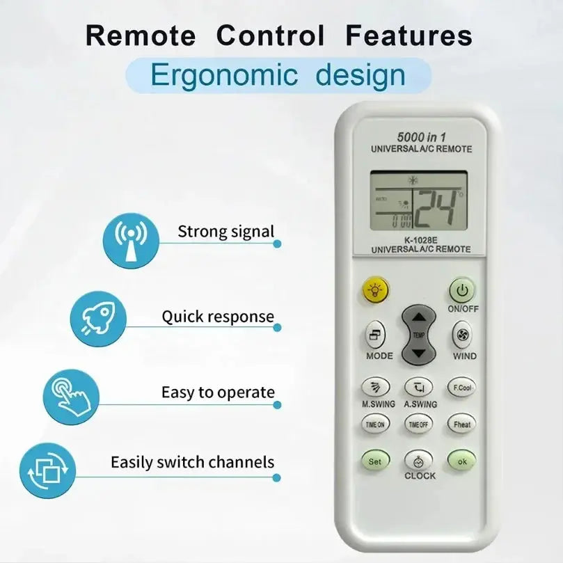 5000-in-1 Universal Air Conditioner Remote Control for LG, Gree, Midea, Toshiba, Haier, Daikin, Hitachi, Sharp, Panasonic, Samsung, Sanyo - Magic Remotes