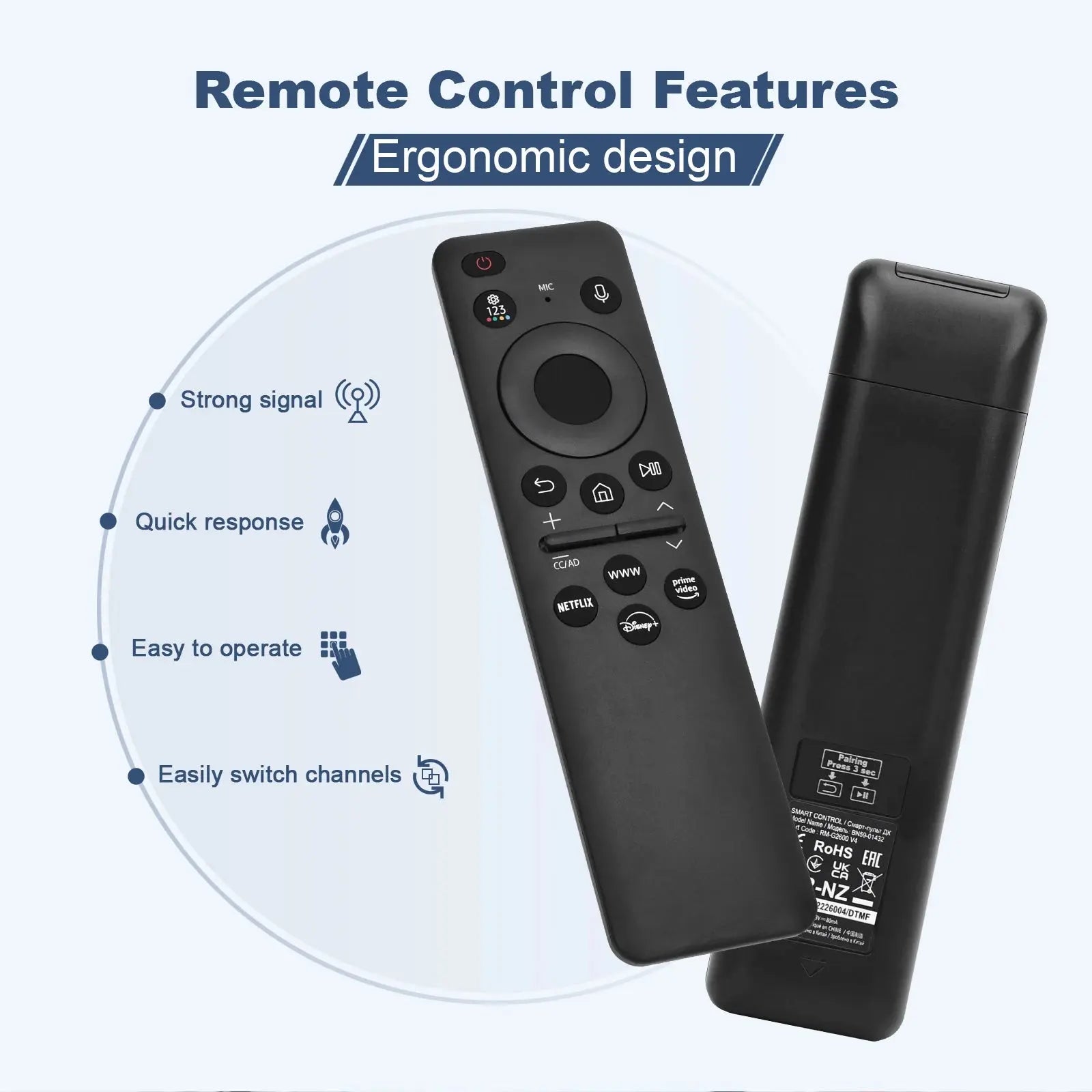 Samsung TV Remote Replacement BN59-01432A – Solar Smart Voice Remote, Bluetooth & IR - Magic Remotes