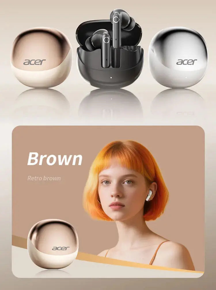 Acer Ohr546 Bluetooth Headphones 2025 New Model Wireless Earphones In-Ear Design Comfortable to Wear for Sports, Running, and Calls, Noise Reduction, Compatible with Mobile Phones, Tablets, and Laptop Devices Magic Remotes