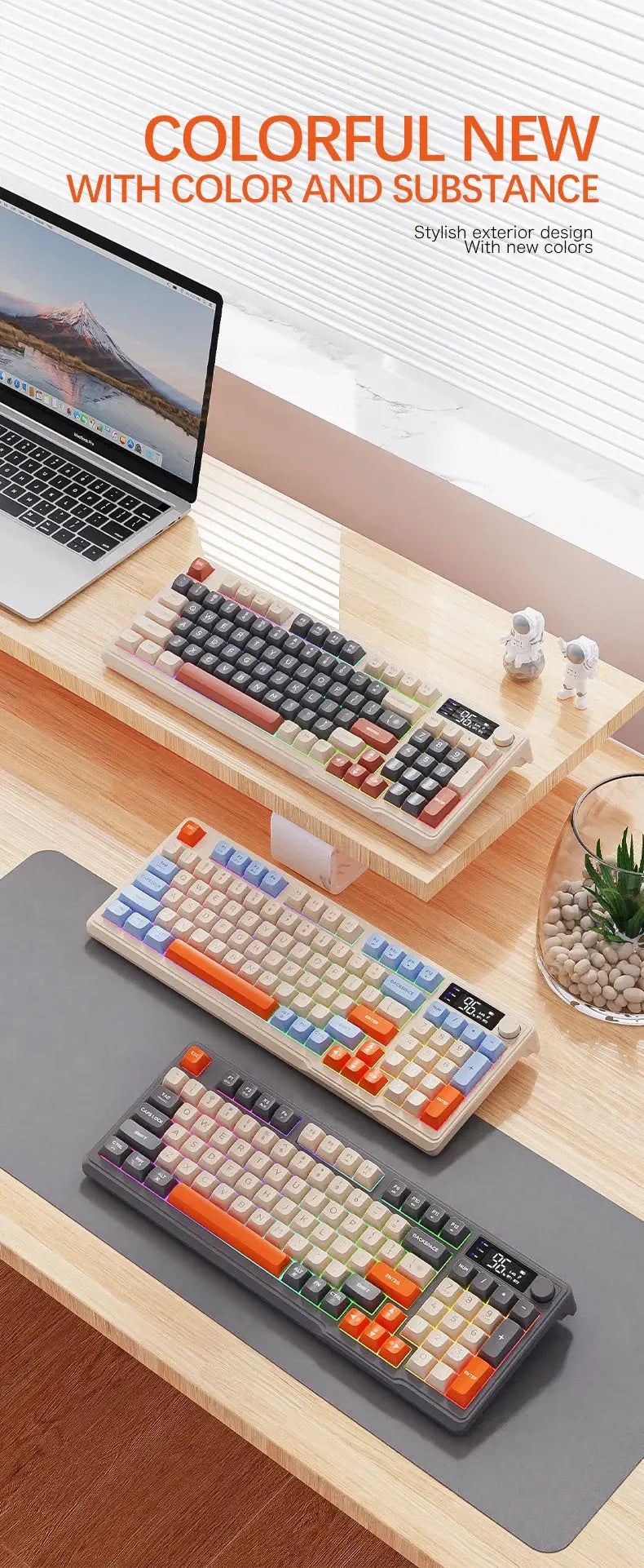M96 Bluetooth Keyboard Wireless FREEWOLF Screen Gaming Keyboard,Electronic Screen, Multi-Device Connection,Ergonomics Gaming - Magic Remotes