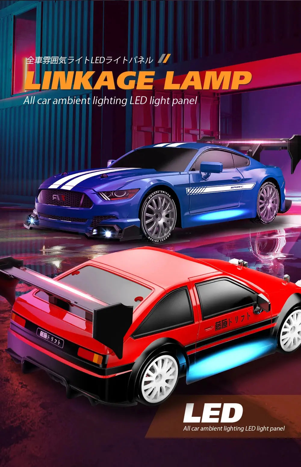 RC Drift Car 4WD Remote Control High Speed Racing Vehicle with LED Lights 2.4GHz Radio 4x4 Off-Road Truck Toy for Children Kids Magic Remotes