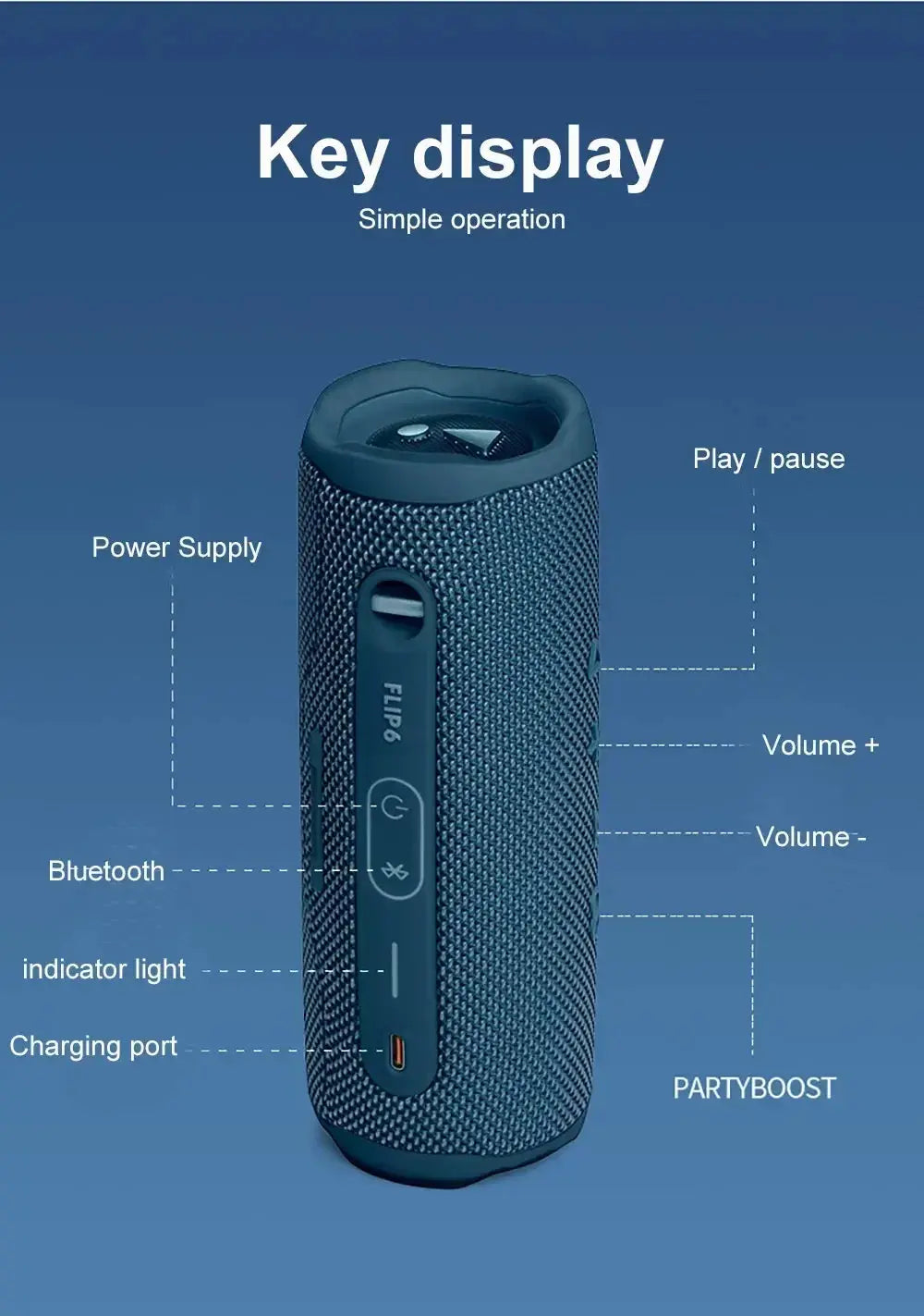 JBL Flip 6 Waterproof Portable Wireless Bluetooth Speaker IPX7 Outdoor Stereo Enhanced Bass Independent Tweeter for Music Magic Remotes