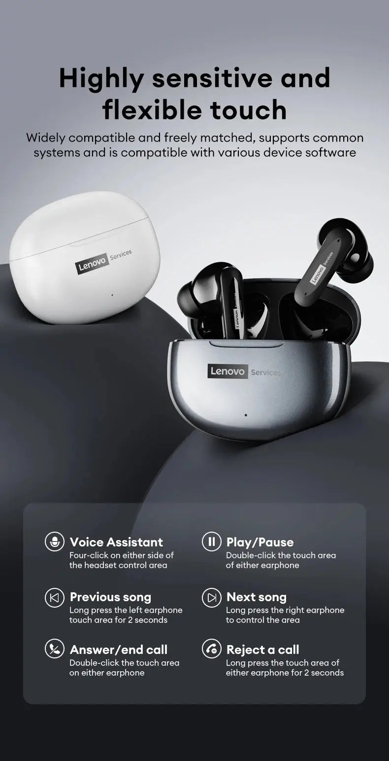 Choice Lenovo Wireless Earphones Bluetooth 6.0 Low Latency Gaming Headset Sport Earbuds XT88Plus Business Headphone 300mAh LE202 Magic Remotes