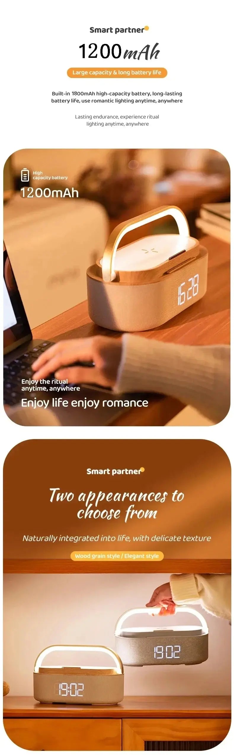 Portable Bluetooth Speaker Wireless Charging FM Radio Alarm Clock Sound Box Music Caixa De Som Charger Lamp Night Light Bocina Magic Remotes