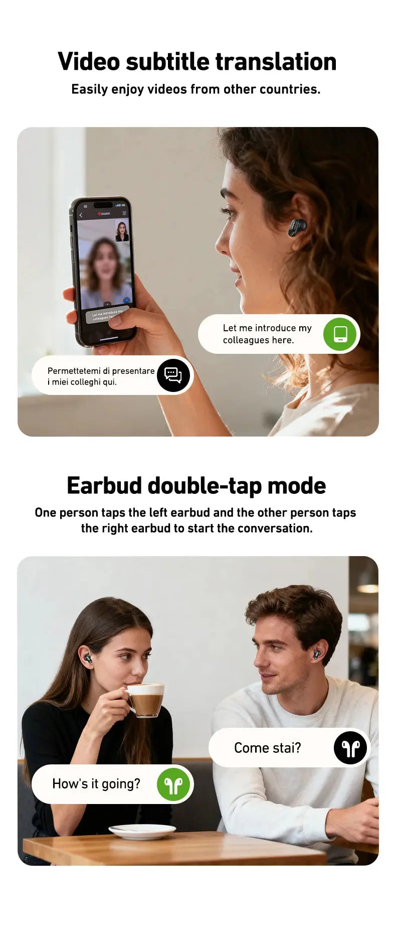 HTC NE79 TWS Bluetooth 6.0 Earphones AI Translator In-Ear HiFi Sound Headset for Sports Headset with Clear Call Mic Magic Remotes