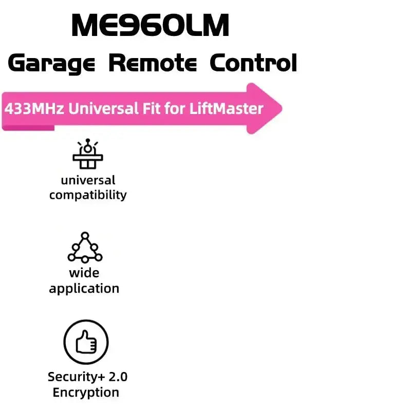 Compatible with LiftMaster 3-Button 433MHz Keychain Transmitter Garage Door Remote Control Universal Security+ 2.0 Opener Remote Magic Remotes