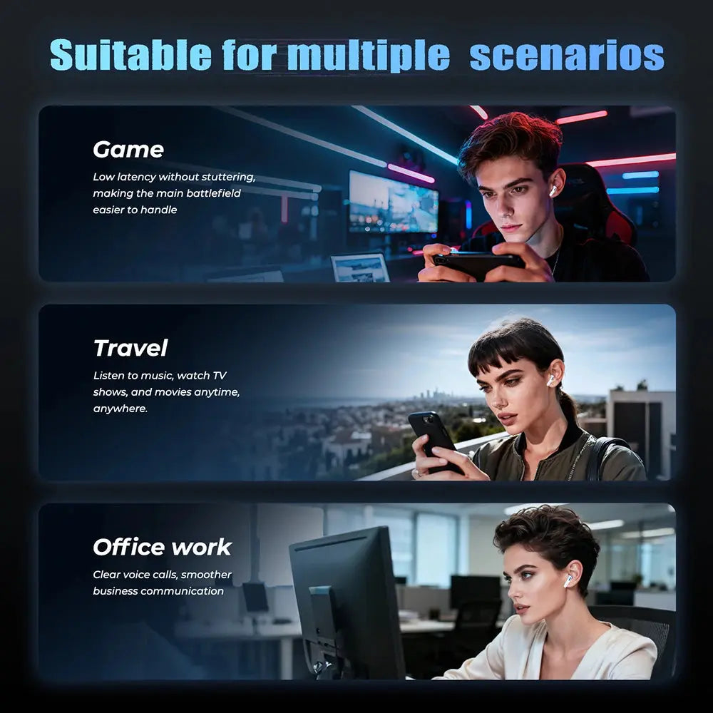2026 Language Translator Earbuds HTC NE49 TWS Low Latency Gaming Earphones Bluetooth HiFi Stereo Sound HD Call With Mic Magic Remotes