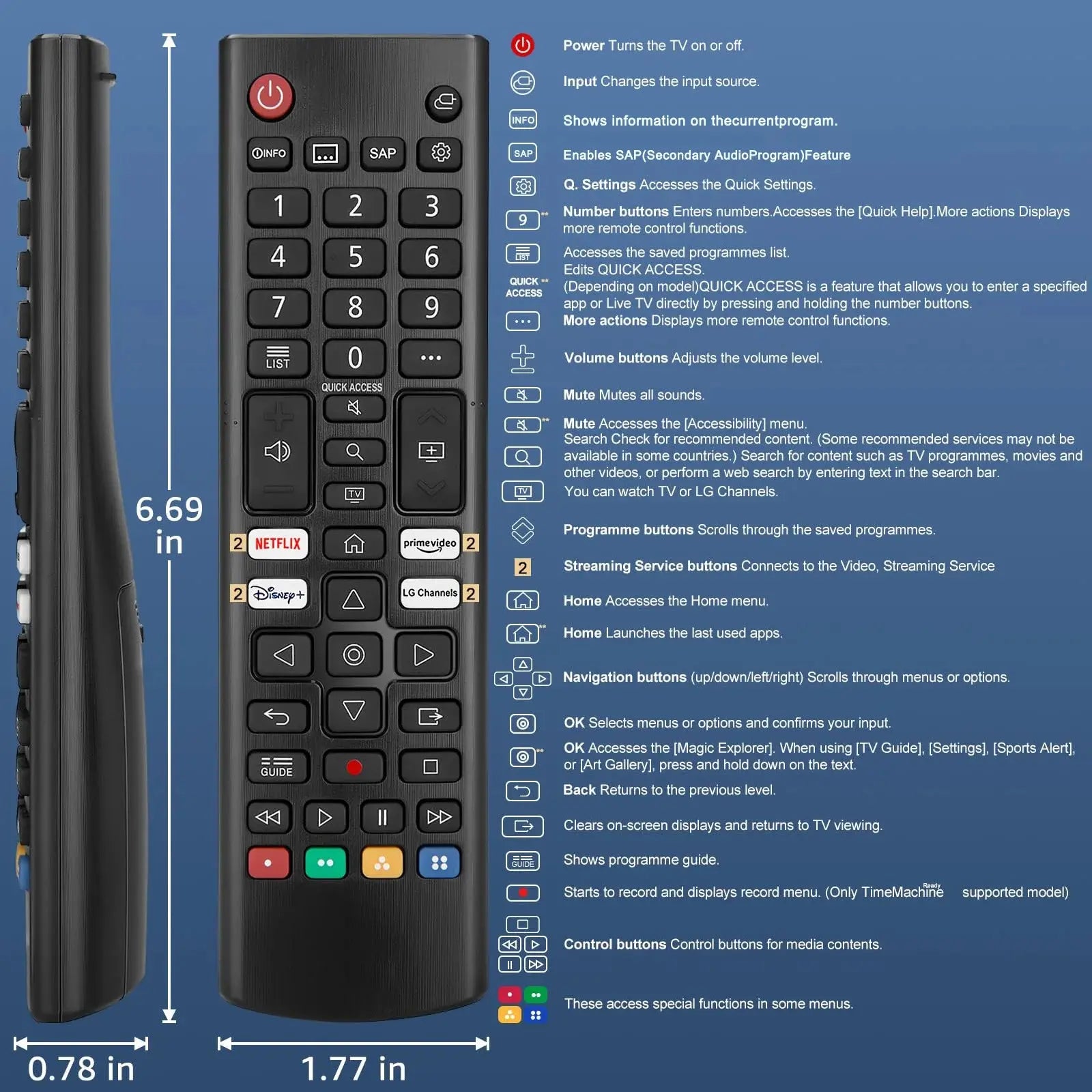 Universal Remote for L-G TV Remote Control (All Models) Compatible with All LG LED OLED LCD UHD HDTV HDR Webos 4K 8K Smart TV Magic Remotes